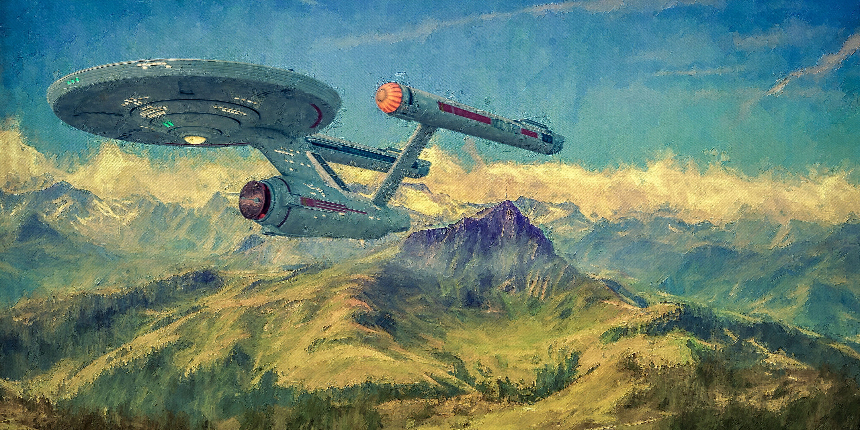 USS Enterprise Panorama Star Trek Wall Art Wall art on Etsy