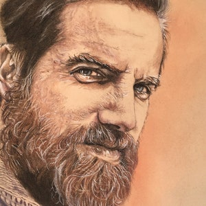 100% HAND DRAWN - Original Hyperrealistic Portrait – Colored Charcoal on Paper – Male Face – Custom Art from Photo – Contemporary Drawing