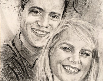 Personalized engagement gifts Custom couple portrait Portrait from photo Gift for Boyfriend for Girlfriend Long distance relationship gift