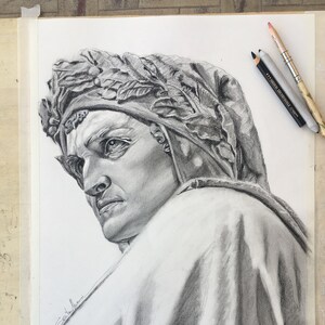 Dante Alighieri portrait Custom portrait Portrait from photo Paintings Customized painting on commission Charcoal pastel