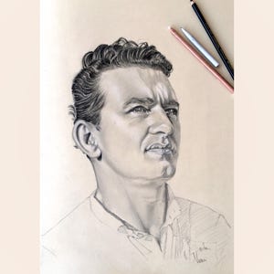 Custom portrait Portrait on commission Portrait of man from an old photo Personalized drawing on commission Charcoal drawing Gift for dad