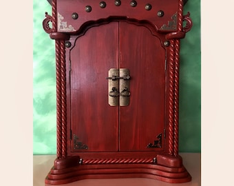 Handgemaakte butsudan boeddhistische altaarkast Sacred Home Shrine Meditatie-altaar Houten spirituele kast Made in Italy