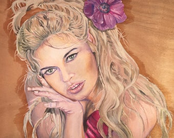 Custom portrait painting Brigitte Bardot Personalized portraits Customized portraits Portraits on commission Portraits on order Gift for her