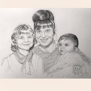 Custom portrait Portrait on commission Family portrait from an old photo Portrait from photo Custom drawings on commission Charcoal drawing