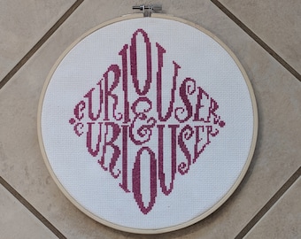 Alice in Wonderland Cross Stitch PDF Pattern - Curiouser and Curiouser quote
