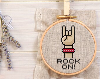 Mini Rock On Spruch Kreuzstich PDF Anleitung