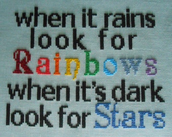 Recherchez la citation de motivation Rainbows Cross Stitch PDF Pattern