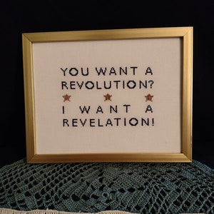 Hamilton Cross Stitch Pattern - Revolution Revelation Quote from the Broadway Musical
