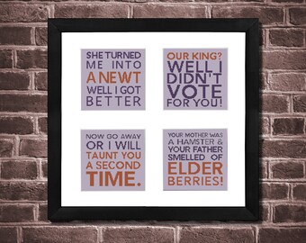 Monty Python Set of 4 Cross Stitch PDF Patterns - Quotes from The Holy Grail