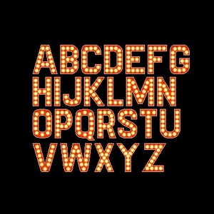 Broadway Musical Lights Alphabet Sampler Cross Stitch PDF Chart