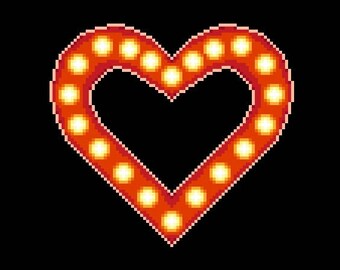 Broadway Musical Lights Heart Cross Stitch Design PDF Chart, Instant Download