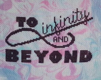 To Infinity and Beyond Cross Stitch PDF Chart -  Quote from the animated movie Toy Story