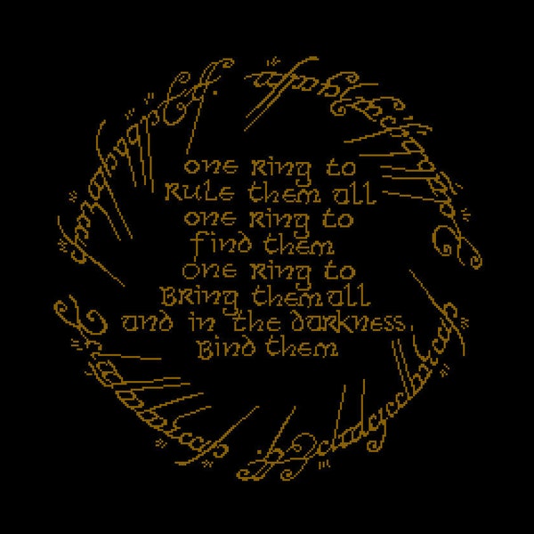 Lord of the Rings Cross Stitch PDF Chart - One Ring To Rule Them All, by JRR Tolkien