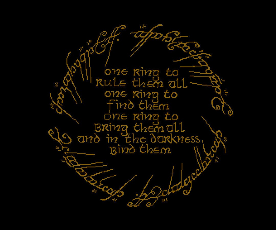 Lord of the Rings Cross Stitch PDF Chart - One Ring to Rule Them All ...