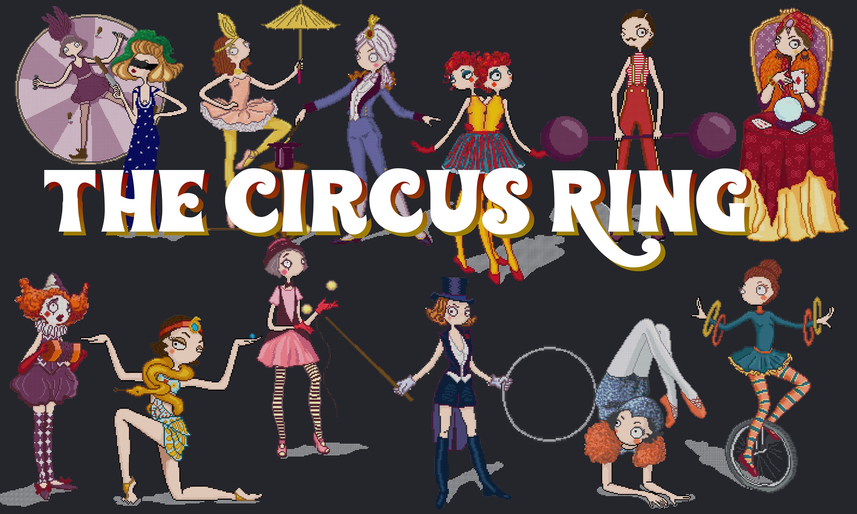 The Circus Ring Cross Stitch PDF Design Set - 12 Patterns in 1! Circus ...