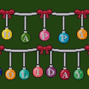 Happy Holidays Baubles - Holiday quote Cross Stitch PDF Pattern