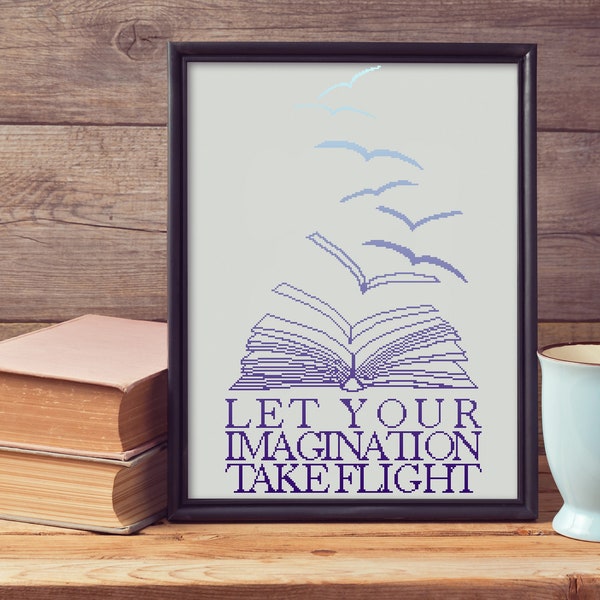 Let your Imagination Take Flight quote Cross Stitch PDF Pattern