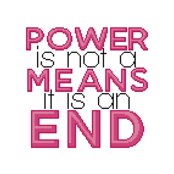 1984 Cross Stitch Pattern PDF - Power is not a means it is an end quote from George Orwell