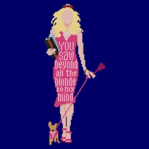 Legally Blonde Broadway Musical Cross Stitch PDF Pattern - To My Mind Quote. Women in musicals