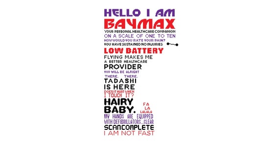 Baymax Cross Stitch PDF Chart - Various Quotes from the animated movie Big Hero 6