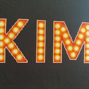 Personalised Broadway Musical Lights Name Cross Stitch PDF Chart
