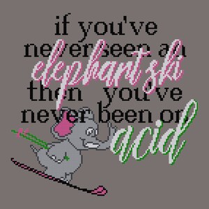 Elephant Ski quote from Eddie Izzard Cross Stitch PDF Pattern