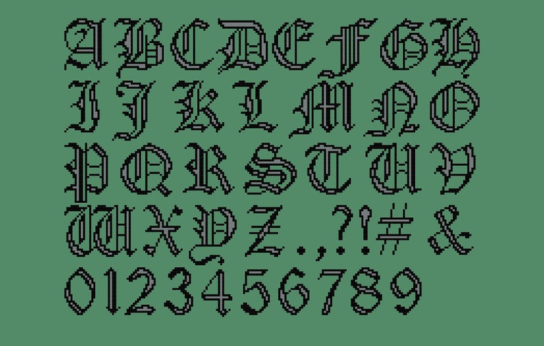 Old English Alphabet Sampler Cross Stitch PDF Chart - Etsy
