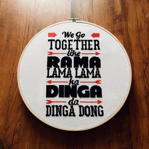 Grease Cross Stitch Pattern - We Go Together quote from the Broadway Musical