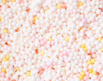 CRUNCHY SLIME FLOAM Slime Foam Beads Peach Scented - like Peachybbies Pastel Slime Foam Balls Cloud Slime Scented Crystal Clear Slime Thicc