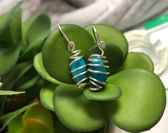 Spiral Wrapped Turquoise Earrings