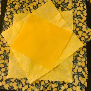 Hand Made, Organic Beeswax, Fabric Food Wraps. Set of Four.