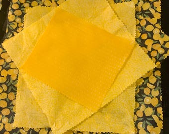 Hand Made, Organic Beeswax, Fabric Food Wraps. Set of Four.
