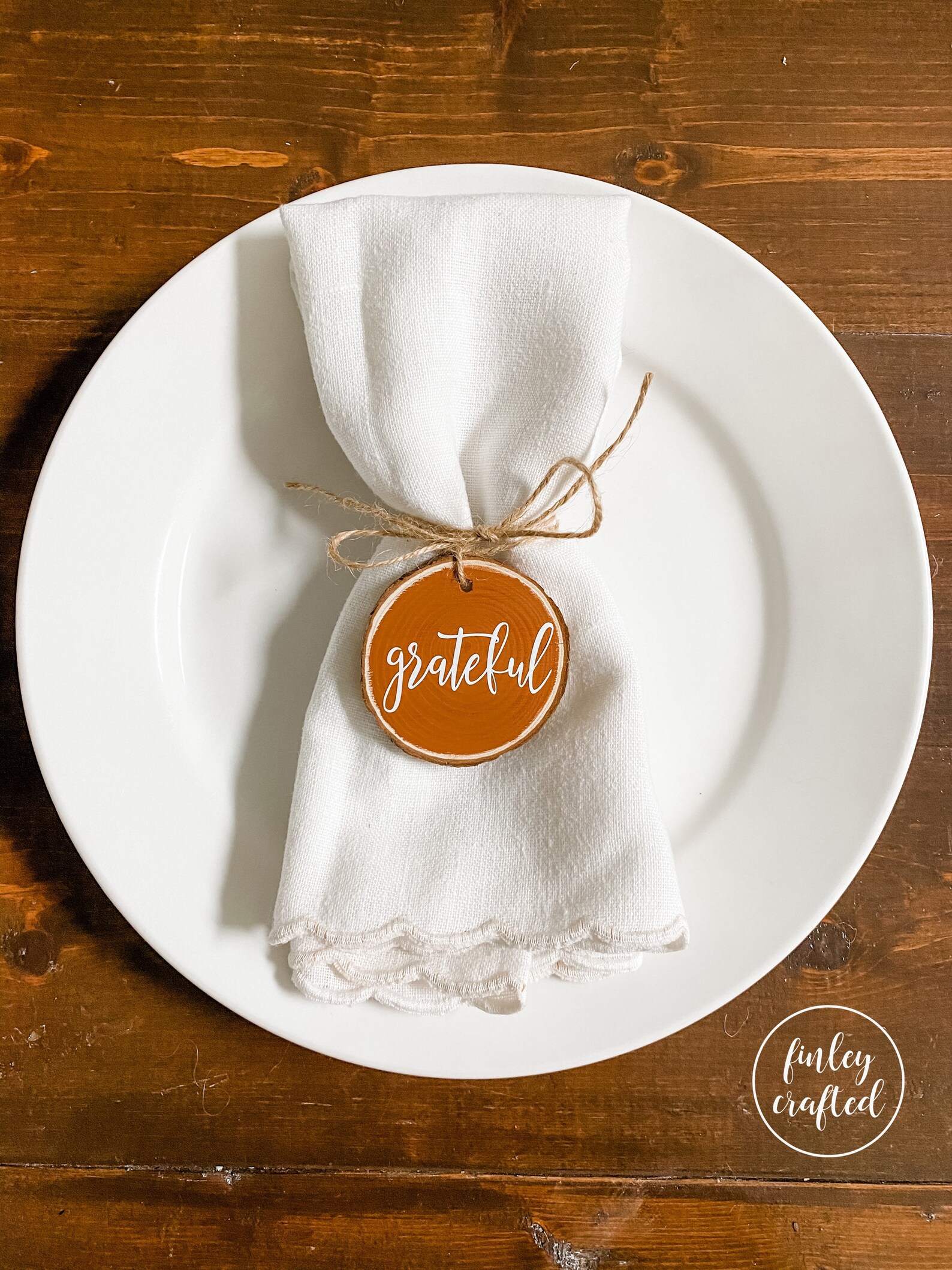 Personalized set of wood napkin rings wood slice napkin Etsy