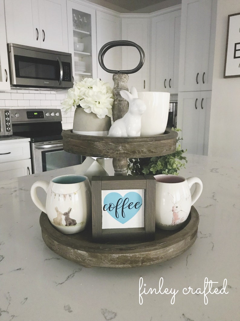 Coffee bar tiered tray mini wooden sign coffee lover gift Etsy