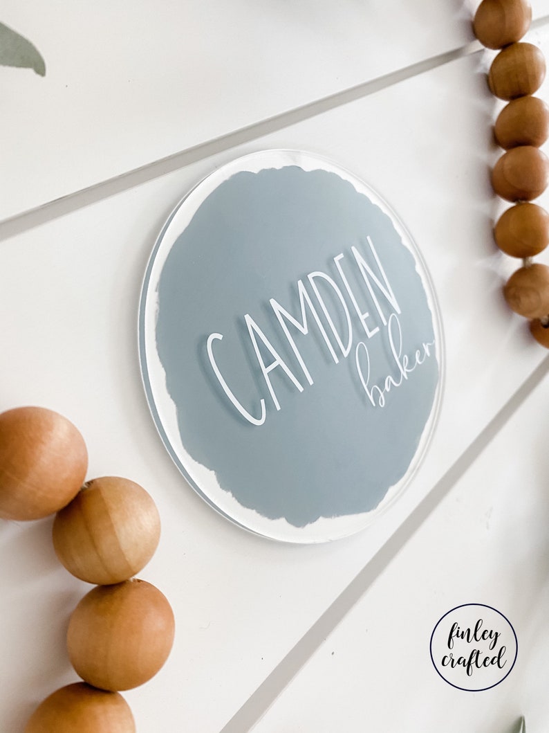 Acrylic Name Announcement Sign Baby Name Round Acrylic Round Etsy