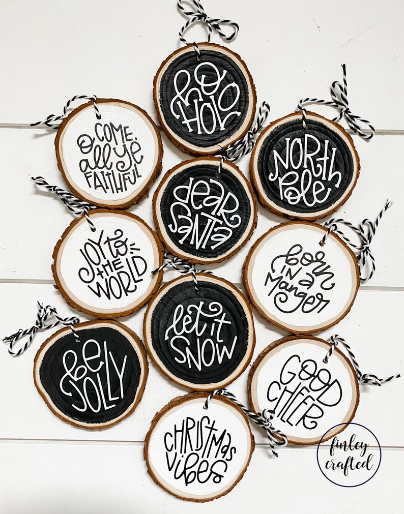 Wood Slice Ornament Set of Ornaments Farmhouse Ornaments Etsy