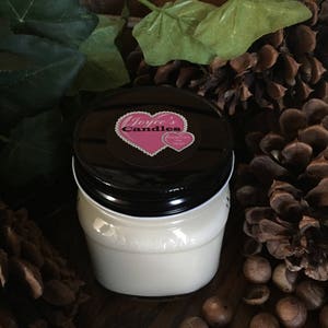 Baby Powder Handmade Hand Poured 8 oz Soy Candle in Mason Canning Jar With Black Rustic Metal Lid