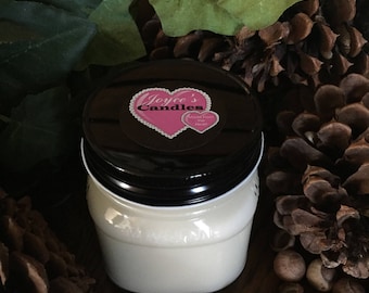 Cinnamon Bun Handmade Hand Poured 8 oz Soy Candle in Mason Canning Jar With Black Rustic Metal Lid