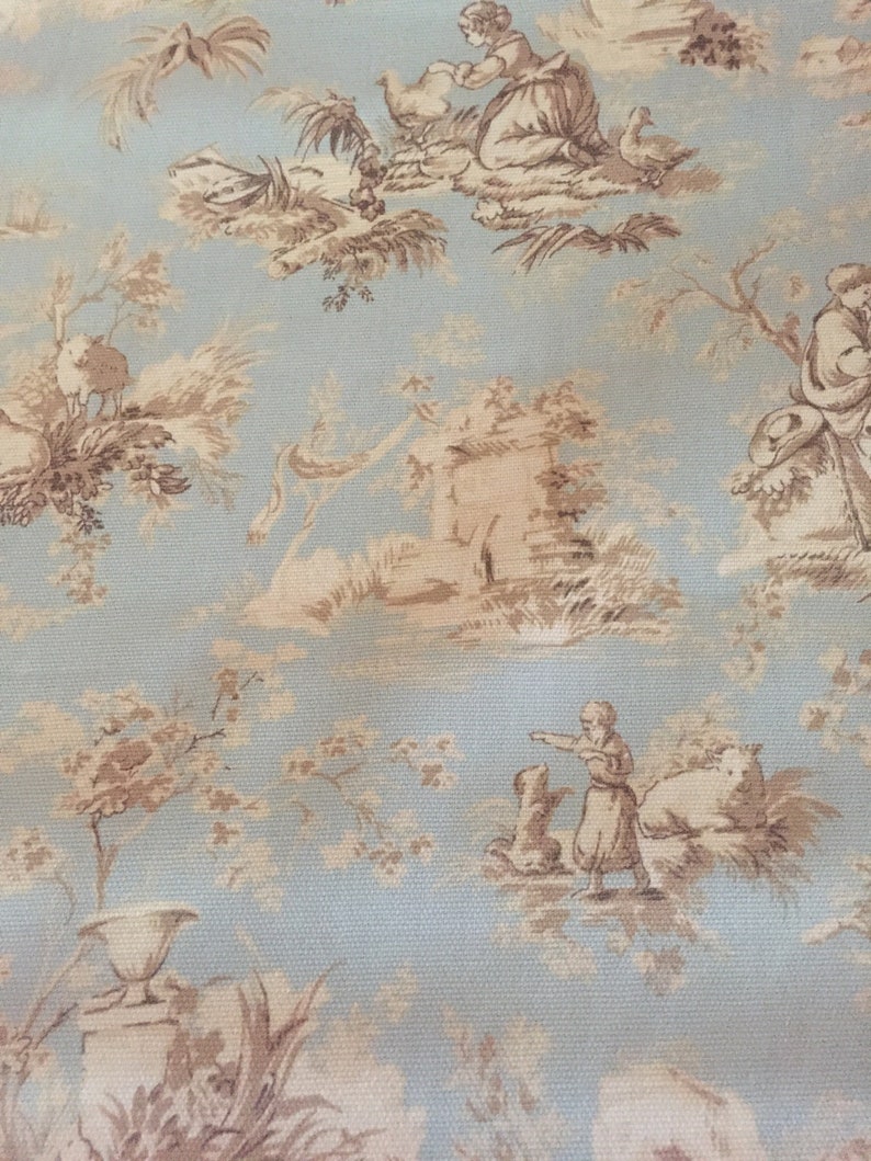 Fabric By The Yard, Beautiful Antique Toile, 100% Cotton,Blue/Gray Color, Machine Washable image 2