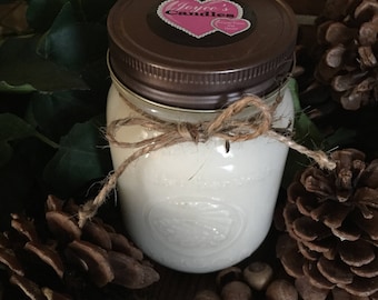 Baby Powder Handmade Hand Poured 16 oz Soy Candle in Mason Canning Jar With Rustic Metal Lid