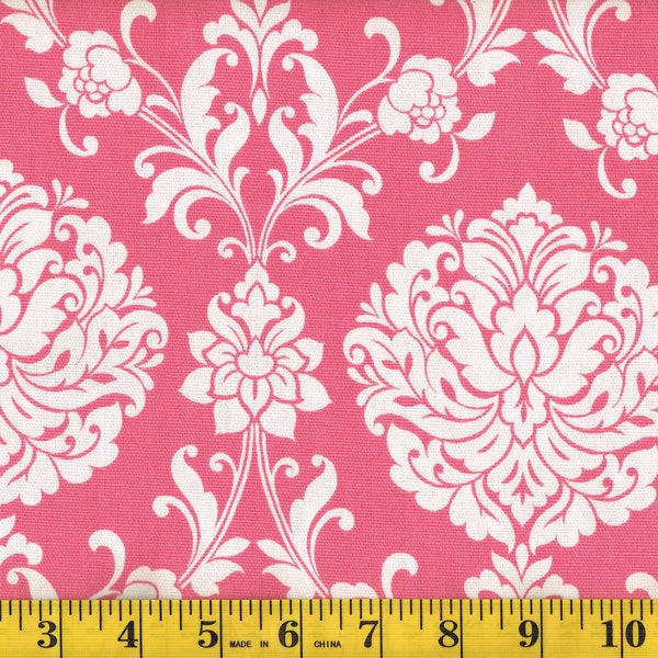 Fabric By The Yard, Beautiful Damask Coral/Ivory Colors, 100% Cotton, Machine Washable