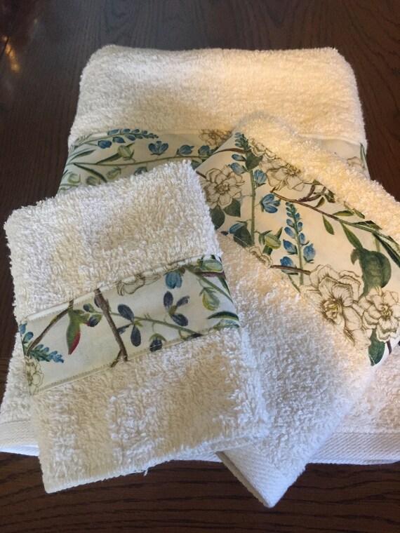 Handmade 3piece Ivory Bath Towel Set Trimmed With Etsy