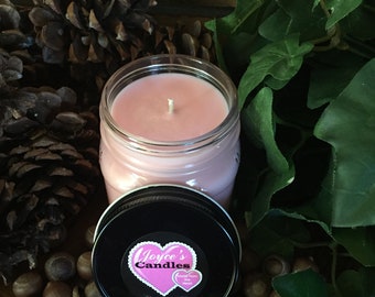 Plumeria, Hand Made, Hand Poured, All Natural, 100% Soy Candle in 8 oz. Mason Canning Jar With Black Rustic Lid
