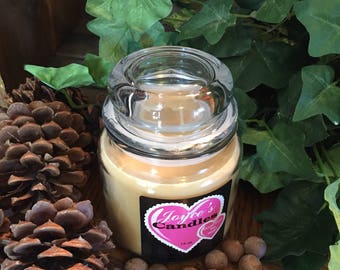 Maple Pecan Handmade Hand Poured 16 oz Soy Candle in Apothecary Jar With Glass Dome Lid