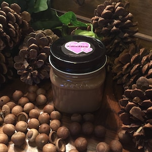 Indian Sandalwood Handmade Hand Poured 8 oz Soy Candle in Mason Canning Jar With Black Metal Lid