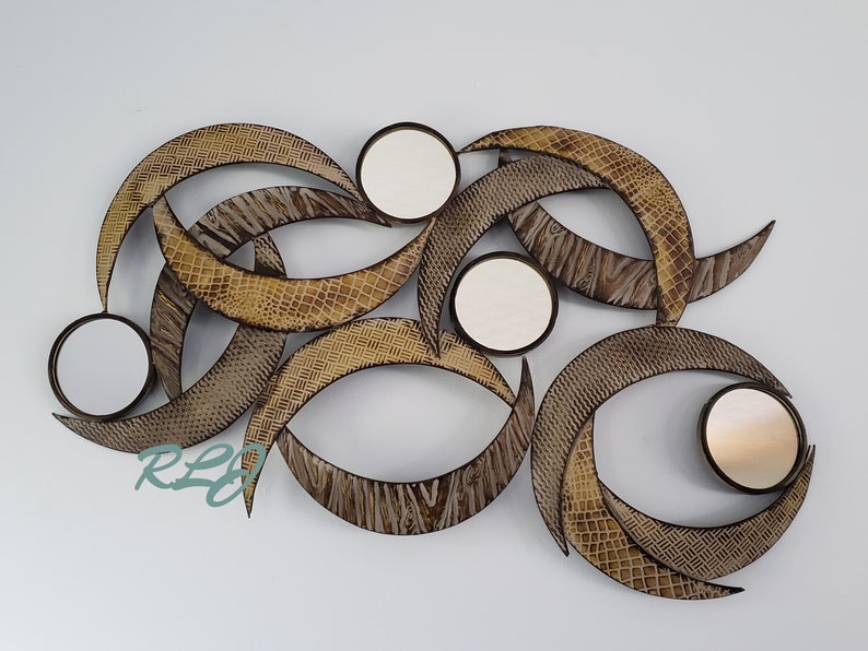 Large Contemporary Modern Style Abstract Metal Mirror Wall Art Panel Sculpture Home Decor