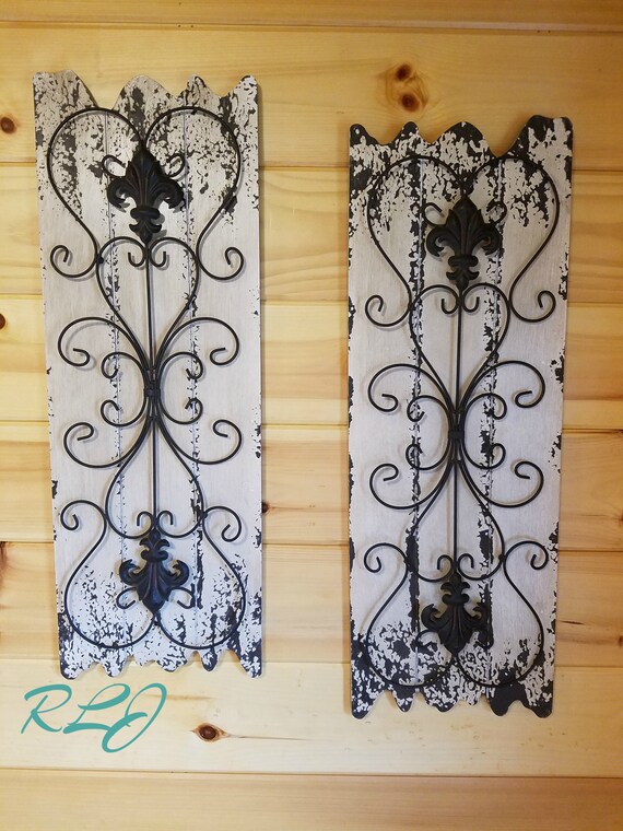 Rustic Distressed Vintage Style Scrolling Garden Gate Wood Etsy