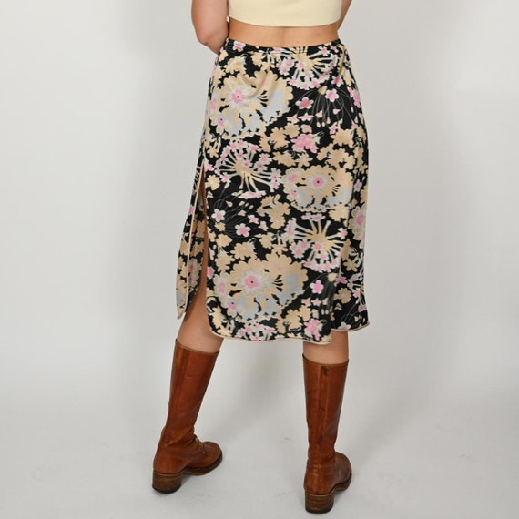 Vintage 1970s floral slip midi skirt - image 3