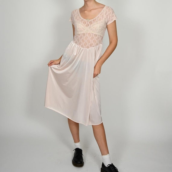Vintage 1980s baby pink slip dress - image 1