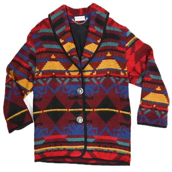 Southwestern wool blend vintage 80s coat